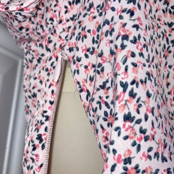 LEVIS San Francisco Pink Ditsy Floral Ruffle Crop Top Flutter Sleeve Large - Picture 4 of 11